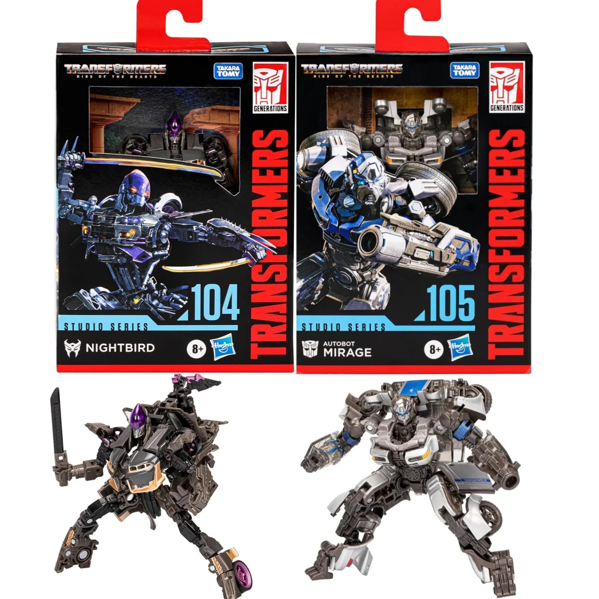 Transformers Toys Studio Series Deluxe Rise of The Beasts SS104 Nightbird SS105 Autobot Mirage 4.5-Inch Action Figure Toy Gift