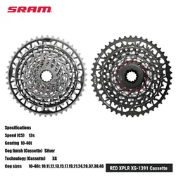 2025 SRAM RED XPLR AXS  XG-1391 Cassette For use with XPLR 1x 13-speed rear derailleurs  10-46t  Only 288 g