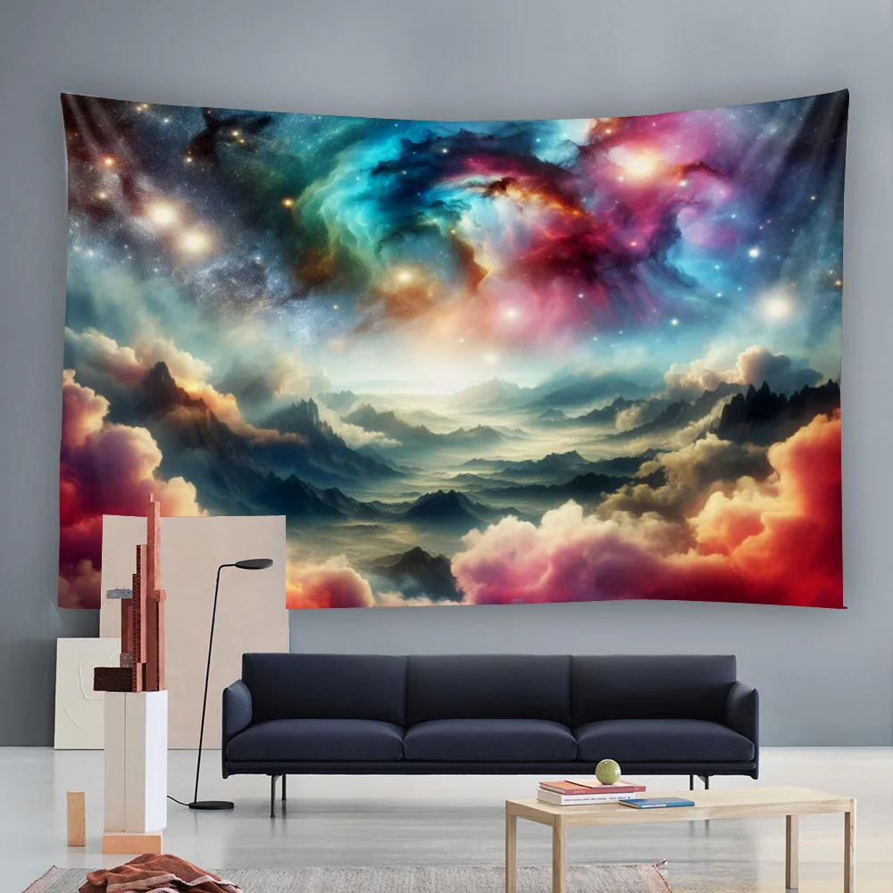 Vibrant Starry Sky Cosmic Planet Tapestry Colorful Wall Decor for Home Aesthetic Suitable for Bedroom Living Room Decoration