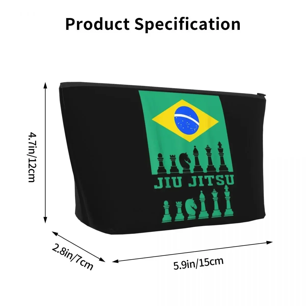 Brazilian Jiu Jitsu Flag Jiu Jitsu Chess Travel Cosmetic Bag  Zipper Bag Cosmetic Case Cosmetics Organizer For Women Female Gift