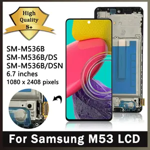 Bilashmart 6.7 Super AMOLED M53 5G Display With Frame Samsung M53 M536B M536B/DS Lcd Display + Touch Screen Digitizer Assembly