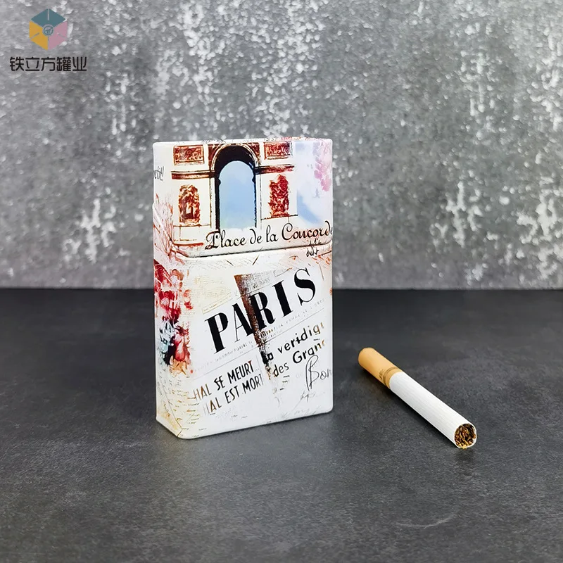 Tin Box For Cigarettes Personalized Creative Metal High-End Cigarette Iron Cigarette Box Case Wholesale 20 Thick Cigarette Boxes