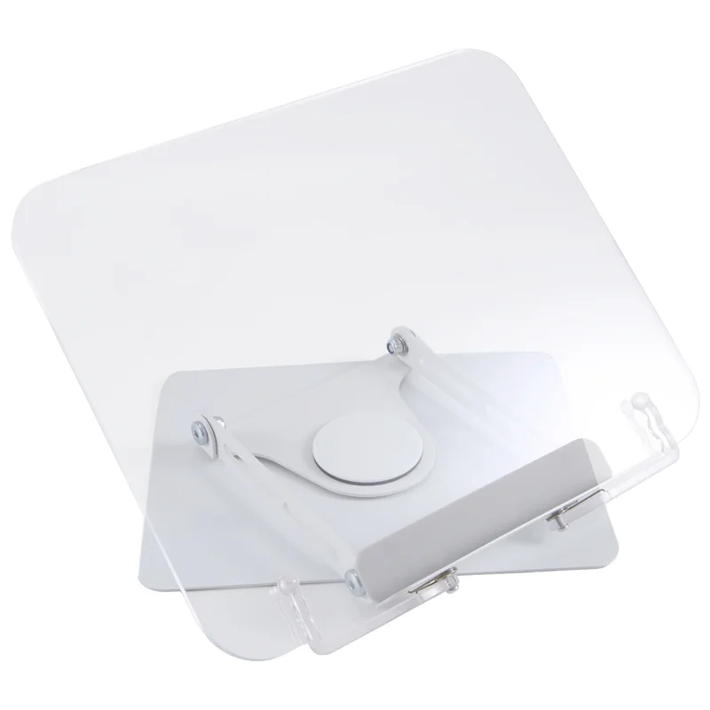 AA08-support de livre pour la lecture, support de livre réglable avec 360 °   Base pivotante et clips de page, support pliable pour les partitions musicales faciles à utiliser