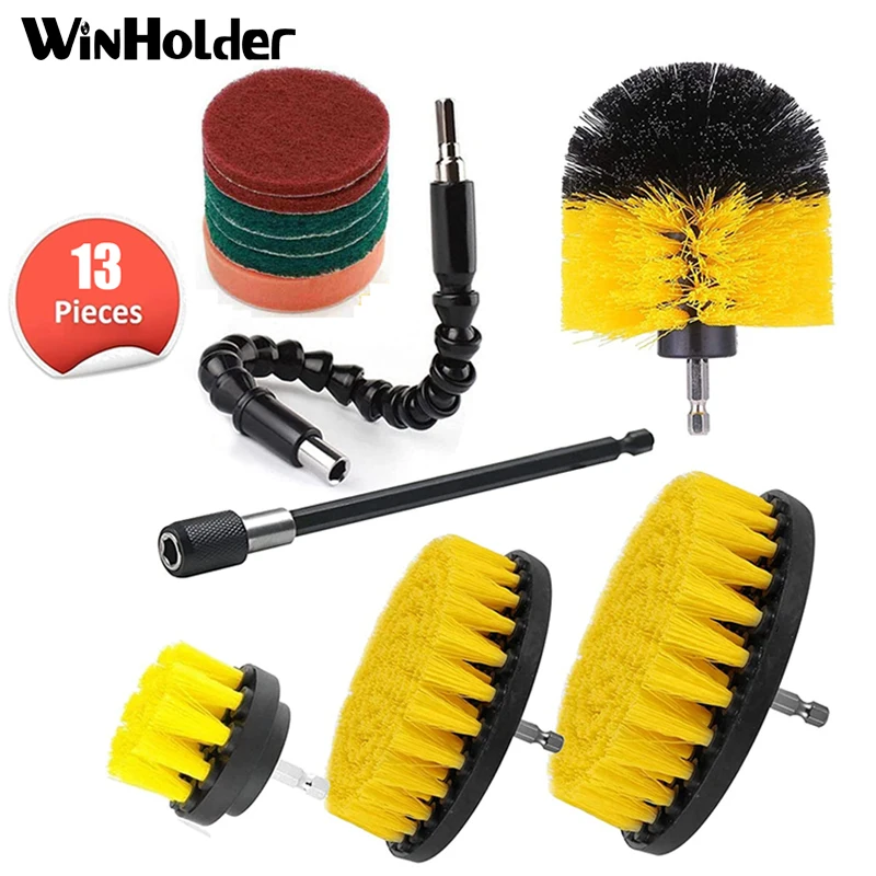 Winholder 13PCS Drill Brush Cleaning Attachment Set For Bathroom Surface Tile Kitchen Carpet Cars Grout Detail Cleaning Tools