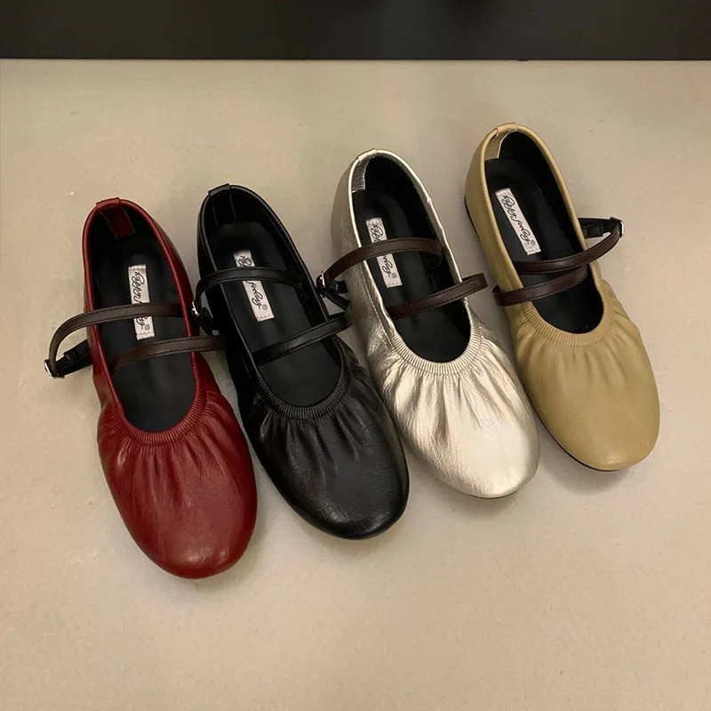 Modische Schnallenriemen-Damen-Mary-Jane-Schuhe, Lolita-Schuhe, Weiche Elegante Damen-Flats mit Runder Zehenpartie, Neue Damenschuhe – Detail 11