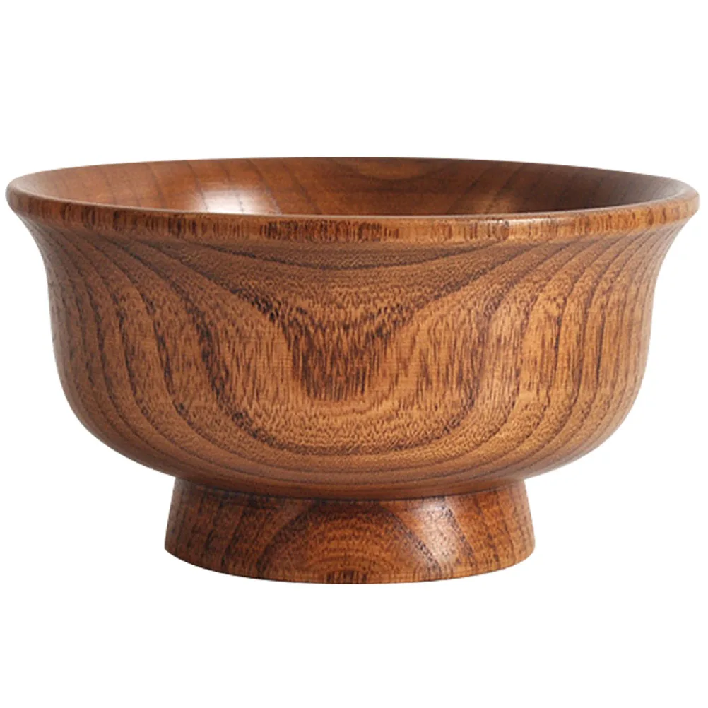

1pc Wooden Bowl Anti-scalding Portable Washable Salad Soup Food Serving Storage Container Kitchen Bar Utensils Set