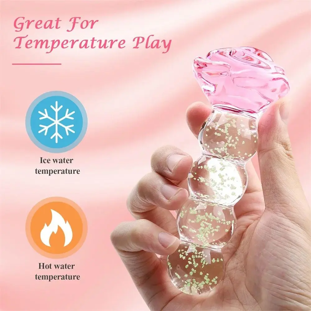 Sex Toys for Adults Rose Glass Butt Plug Back Court Massager Glow in The Dark Anal Trainer Prostate Massager Adult Sex Toys view 4