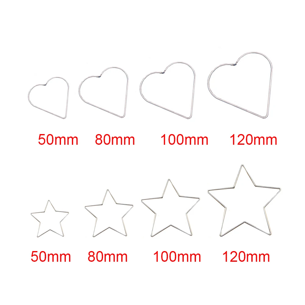 Aro de Metal soldado con estrella de cinco puntas para manualidades, suministros de decoración de corazón de amor, piezas de bricolaje