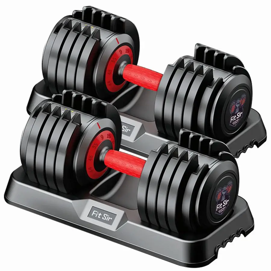 

25 55LB Adjustable Dumbbell Set,10 in 1 Free Weights Dumbbell with AntiSlip Texture Handle,1 Sec Speed Adjustment M Customizable