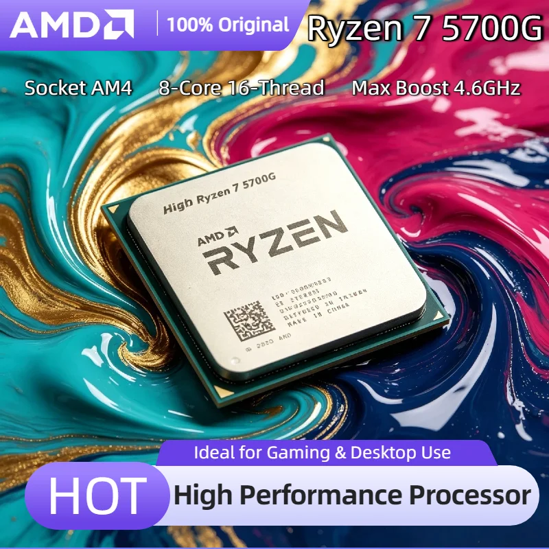 Con gráficos Radeon, CPU AMD Ryzen 7 5700G R7 5700G original, 8 núcleos, 16 hilos, 4.6GHz Boost, 65W, 7nm, procesador de escritorio AM4 en bandeja