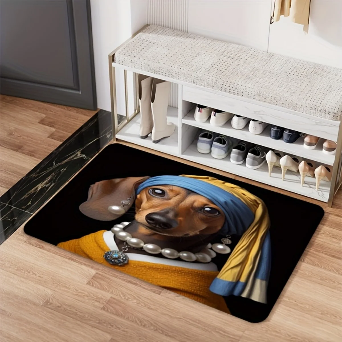 Cute Orange Cat Lying Posture Print Floor Mat Lovely Animal Pattern Entrance Rug Home Interior Decor Door Mat