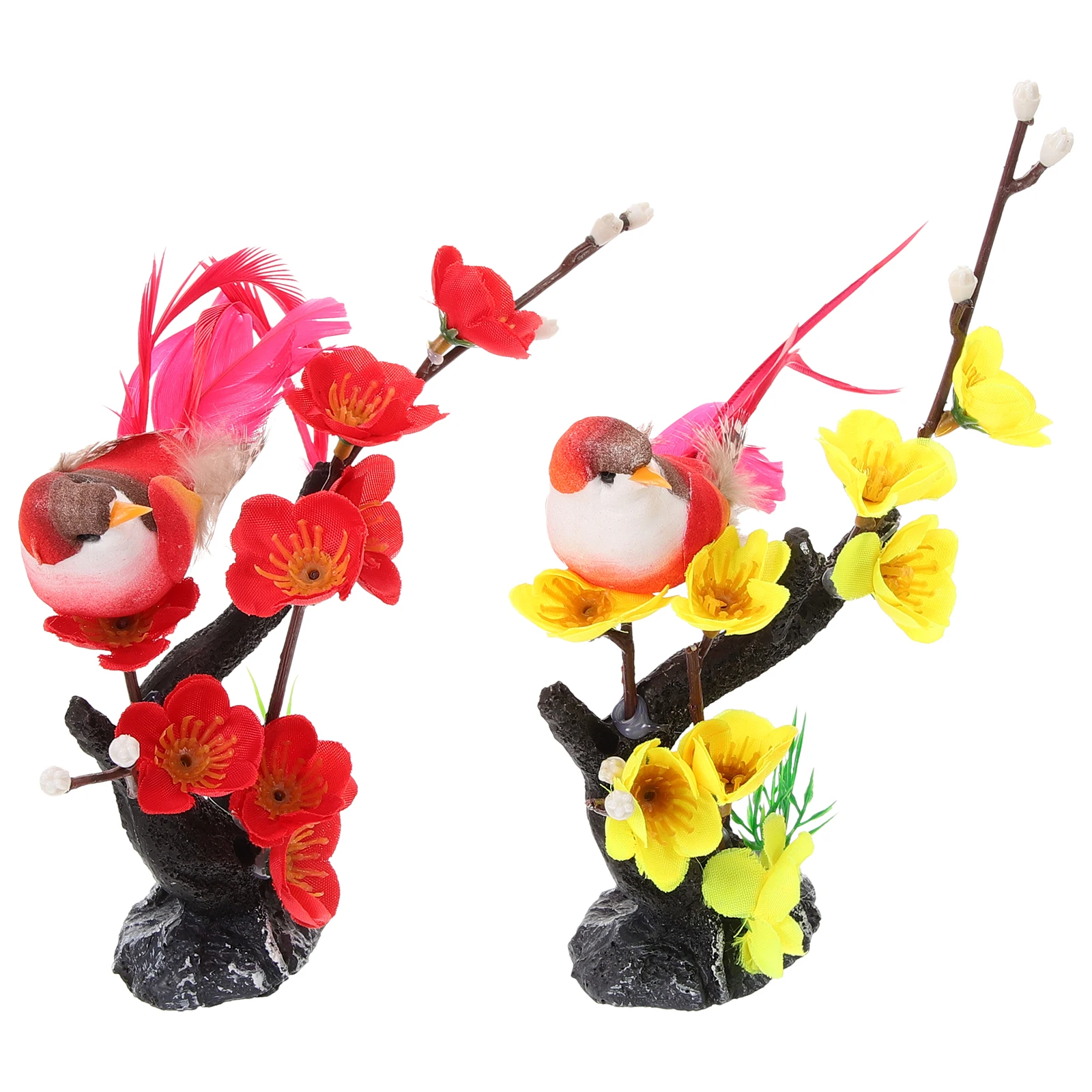 

2 Pcs Plum Blossom Decoration Sushi Dish Table Floral Plate Simulated Flowers Artificial