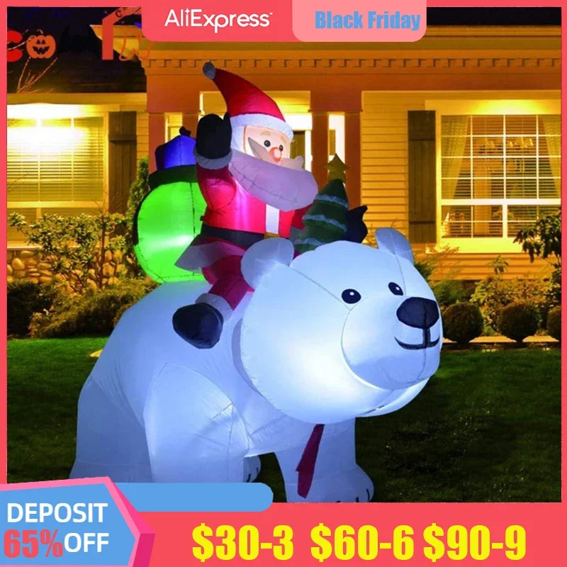 

Inflatable Santa Claus Riding Polar Bear Christmas Inflatable Toy Doll Indoor Outdoor Garden Xmas Christmas Decoration