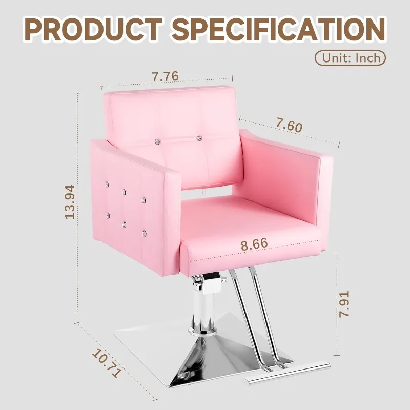 Hairdressing Chair, Height Adjustable Hydraulic Hairdressing Chair with 360 Degree Rotation, Styling Hairdressing Weaving Chair