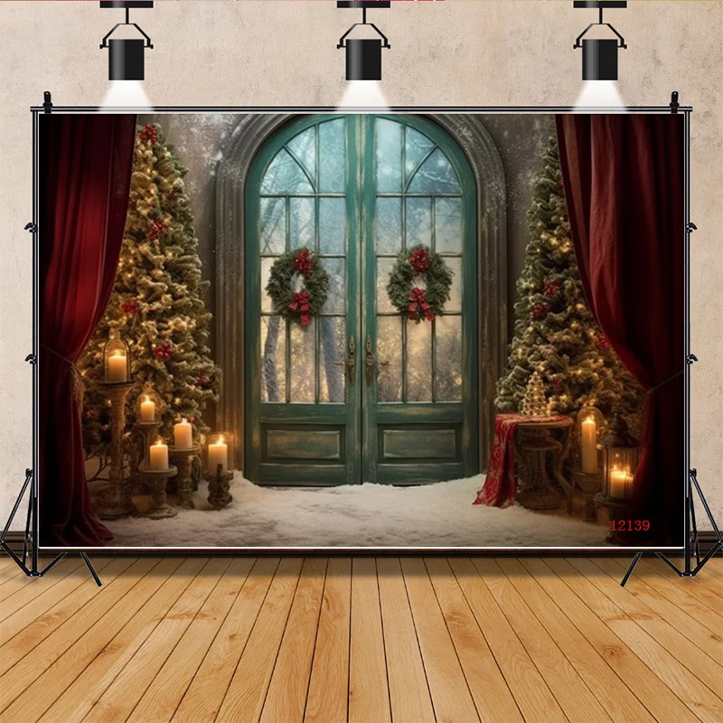 

SHENGYONGBAO Christmas Day Fireplace Photography Backdrops Gift Box Chimneys Snowflake Window Indoor Studio Background WW-33