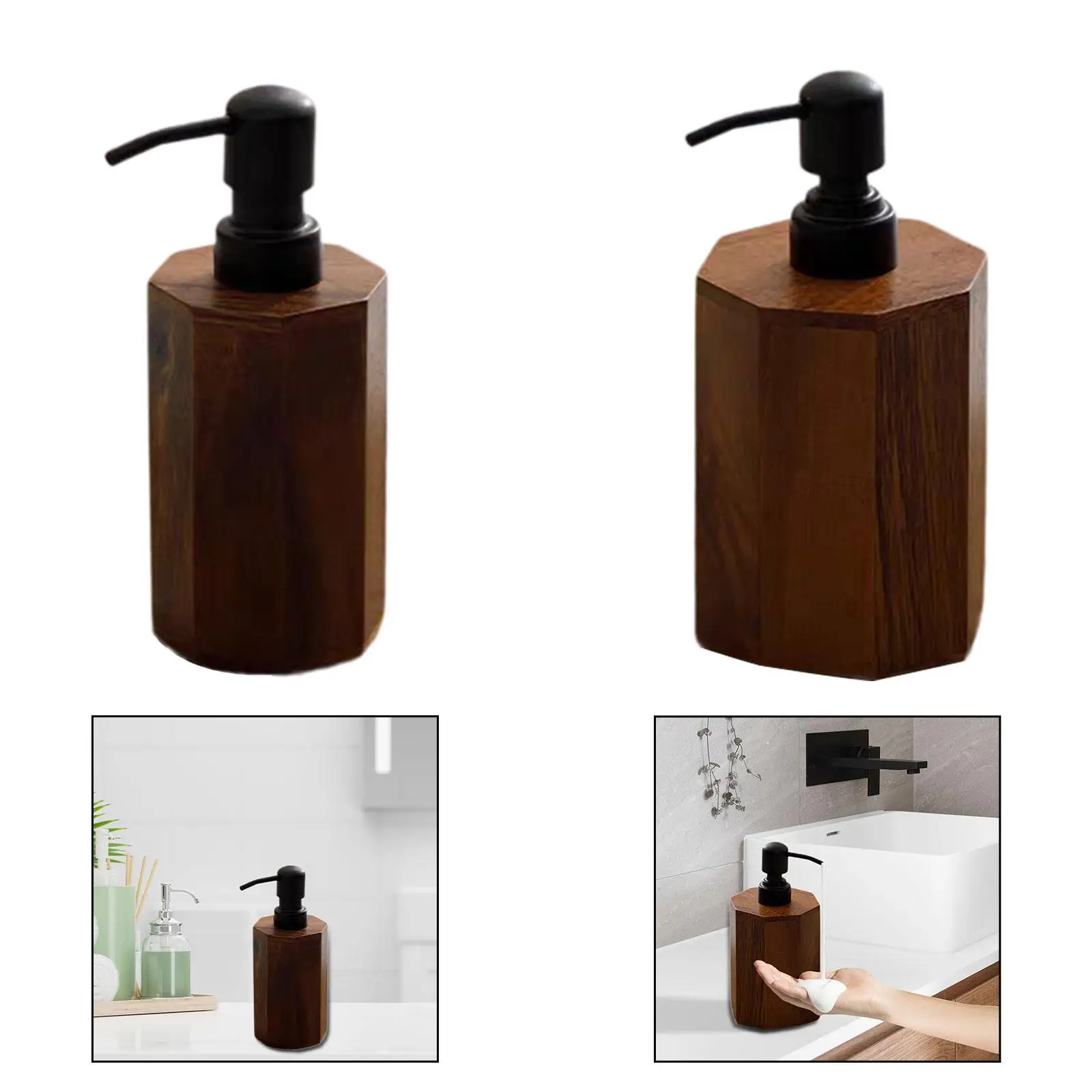 

Soap Dispenser Dish Soap Bottle Empty Wooden Practical, Simple Style, Pump Bottle Lotion Dispenser for Kitchen Sink Hotel