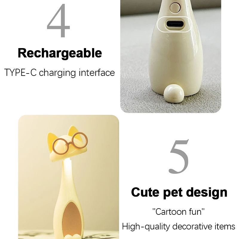 Luce notturna a LED Cartoon Cute Pet Cat Ricarica USB Luce notturna a LED Camera da letto Comodino Luce per dormire Dormitorio Decorativo come regalo