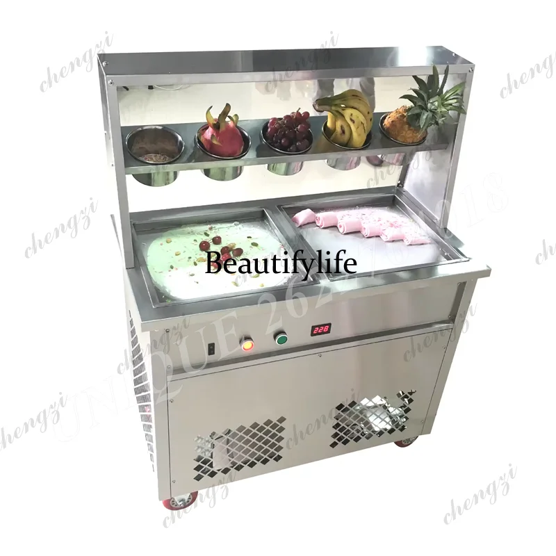 Commercial Yoghurt Ice Frying Machine Multifunctional Square Pot Ice Cream Rolls Fried Automatic Fruit Ice Porridge Equipment