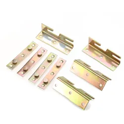 Mayitr 4 Set Brass Bed Bracket Tone Furniture Wood Bed Rail Bracket Fitting Snap Connectors For Home Furniture Tool