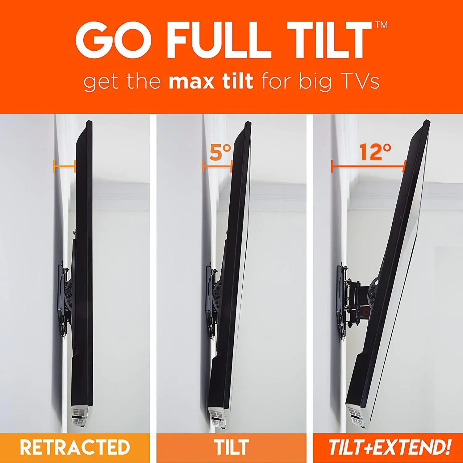 ECHOGEAR FullTilt TV Wall Mount - Extends to Enable Maximum Tilt Range On Large TVs Up to 90