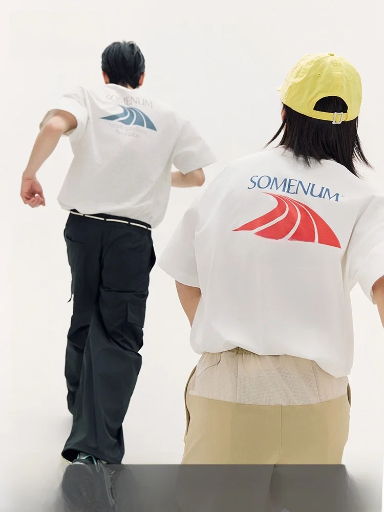 

Футболка SOMENUM Forest Cool Sensation свободного кроя для бега и фитнеса, летняя, дышащая, спортивная, с принтом, укороченная