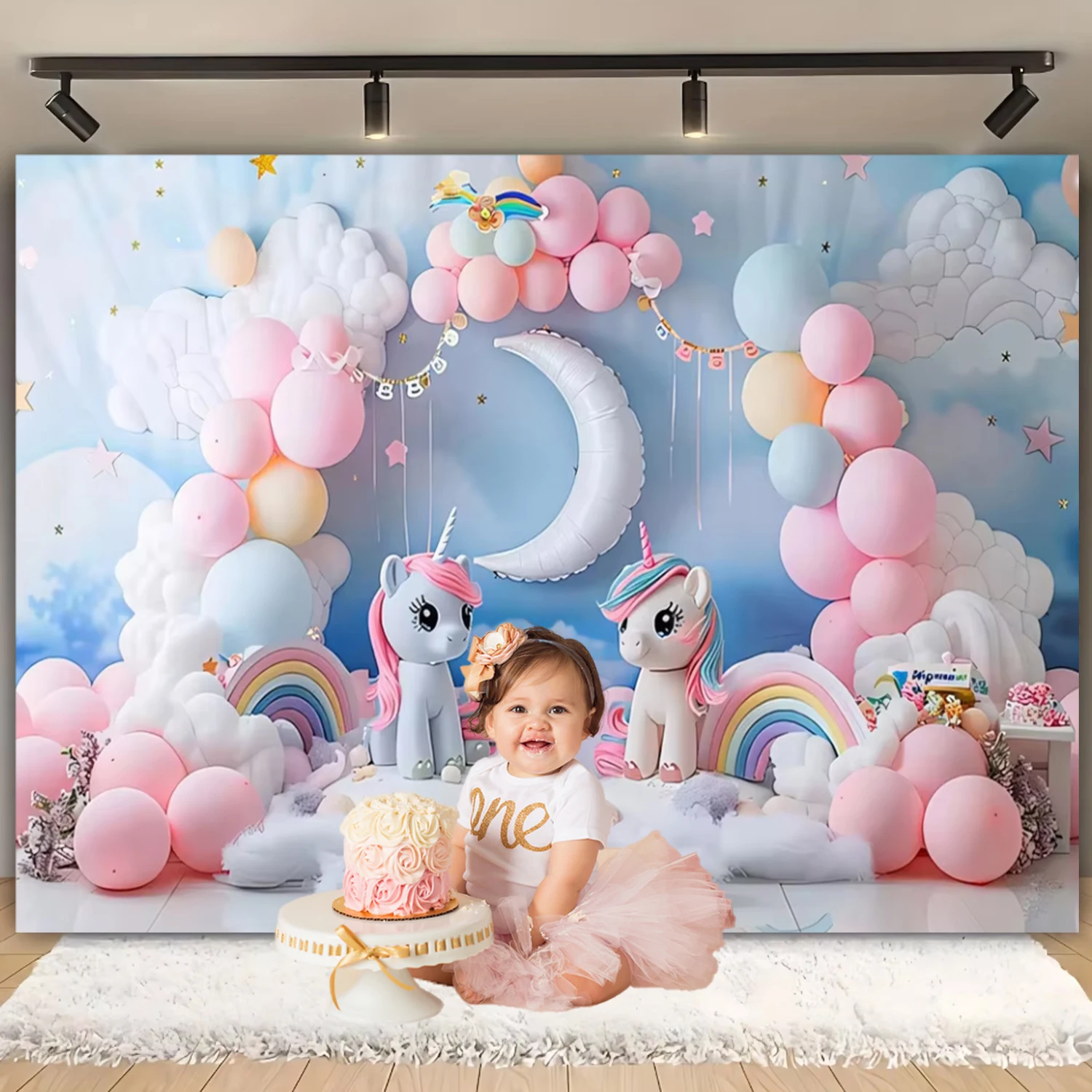 Unicorn Castle Theme Photography Background Dearmy Princess Girl Mermaid Shell Photo Event Decors Child Birthday Cake Props Gift