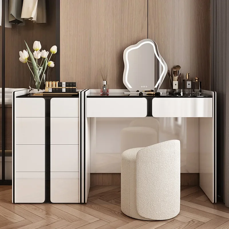 

Luxury Modern Vanity Dresser Walnut Wood Drawer Storage Dressing Table Make Up Cabinet Tocador Maquillaje Room Furniture