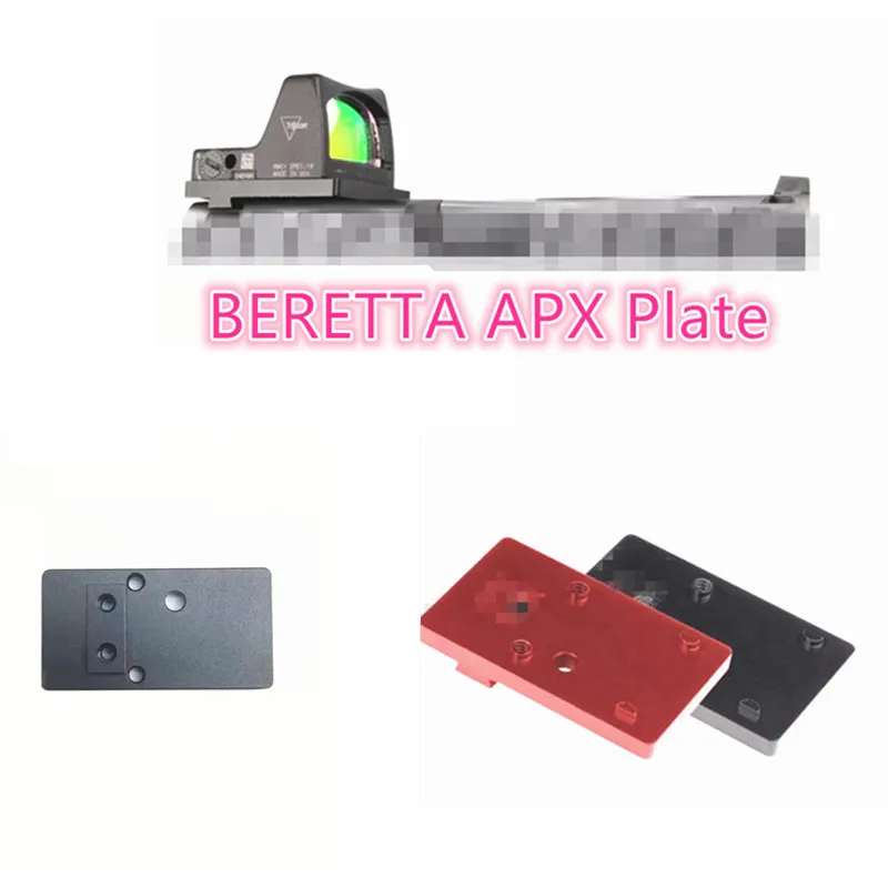 Metal Optic Red Dot RMR Mount Plate Fiber View for Beretta APX Full Size Compact Special Fit Frenzy 1x22x26 AND RMR Red Dot Base