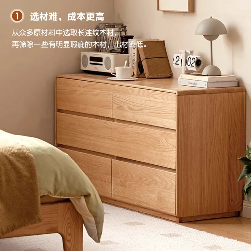 All solid wood makeup table, red oak bedroom chest dresser integrated, locker retractable dressing table
