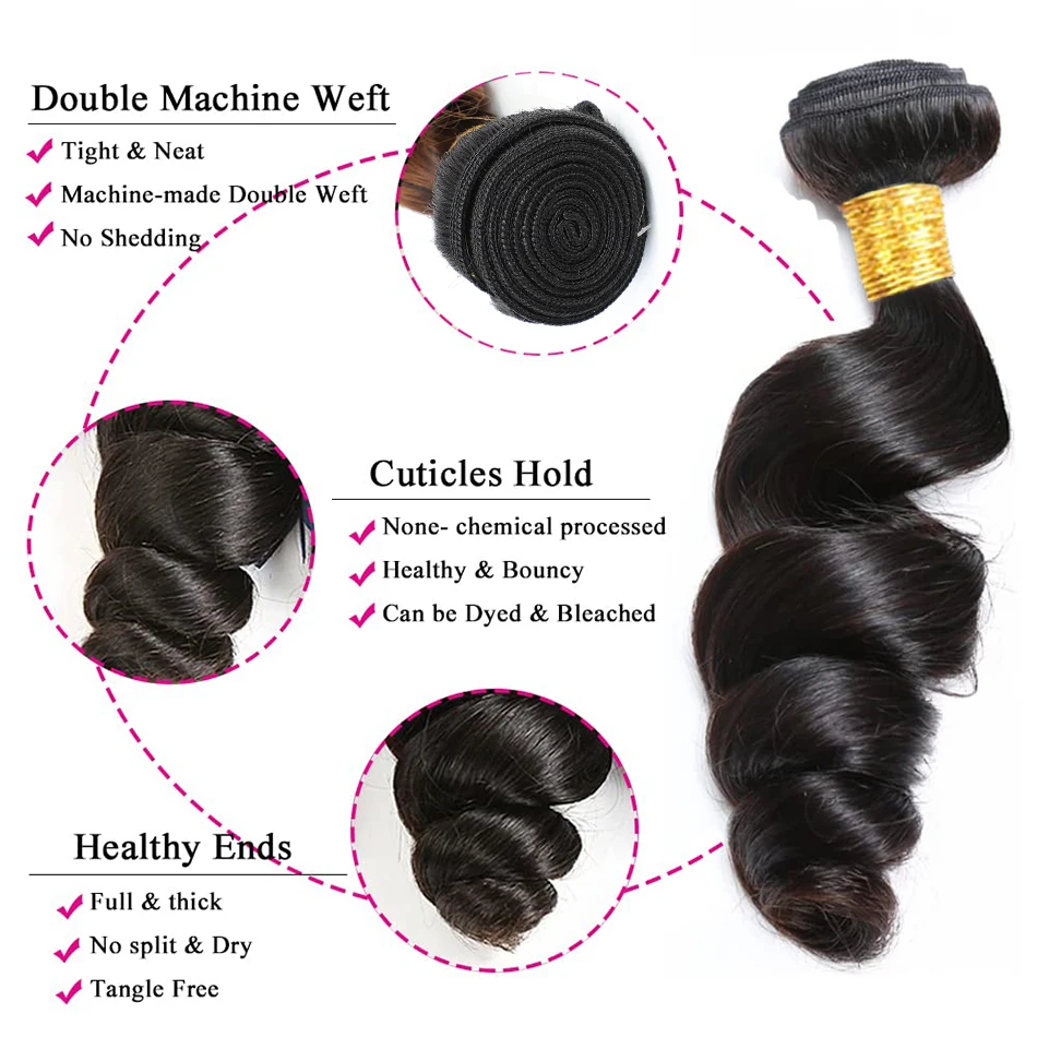 Tendresse 12A Malaysia Loose Wave Bundle Human Hair 100%  Remy Hair 3 Bundles Loose Wave Human Hair Bundles Extensions for Women