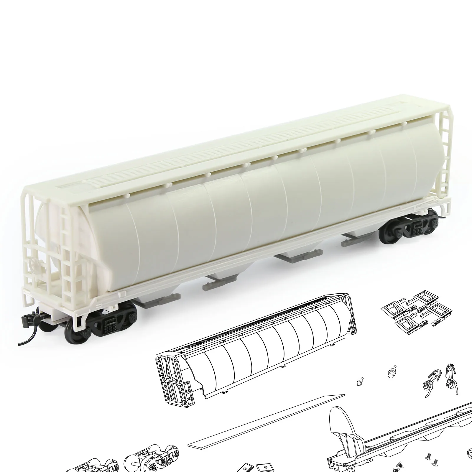 Evemodel 1pc HO Scale 1:87 Blank Unassembled Cylindrical Grain Hopper Model Railway Wagon C8744JJ