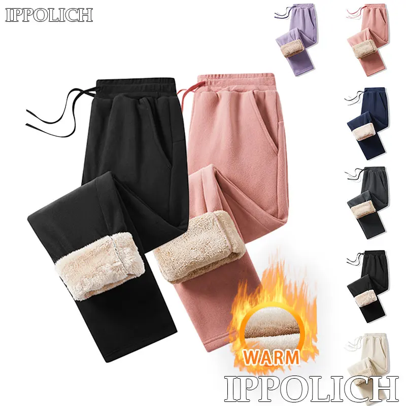 Winter Thickened Fleece Pants Windproof Warm Unisex Casual Trouser Outdoor Warm Thick Sports Gym Running Ski Hiking Pants Couple
