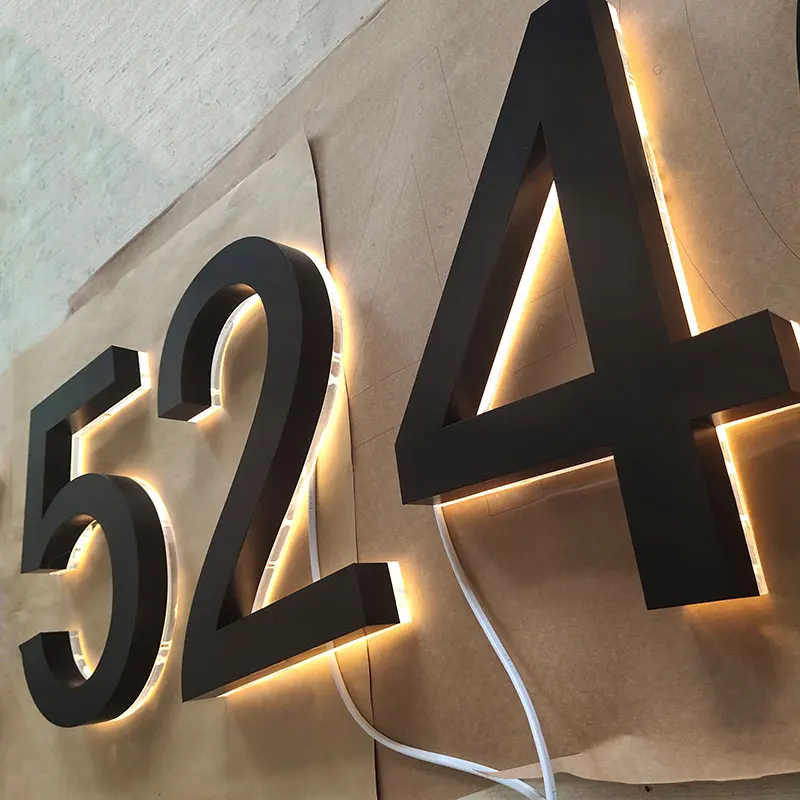 Black Led Street Number Steel Apartment Backlit Address Number Sign