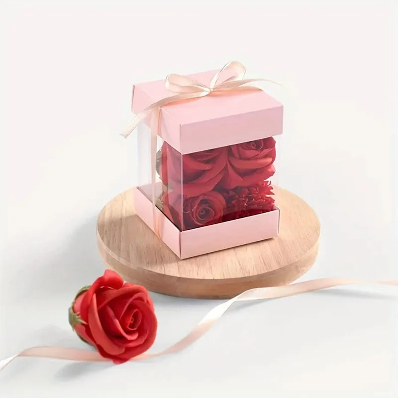 5/10 Kleine Geschenkbox mit Fenster und Schleife – Transparente Verpackung, Geeignet für Hochzeiten, Valentinstag und Geburtstagsfeiern – Detail 3