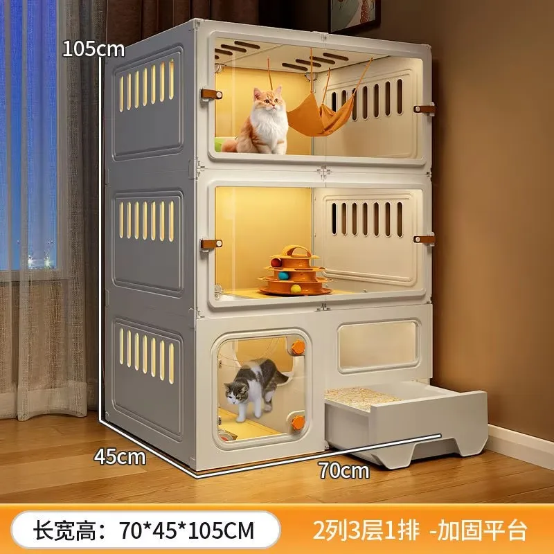 Indoor Cat Villa Large One Room One Hall Modern Free Space Air Conditioning Home Toilet Drawer