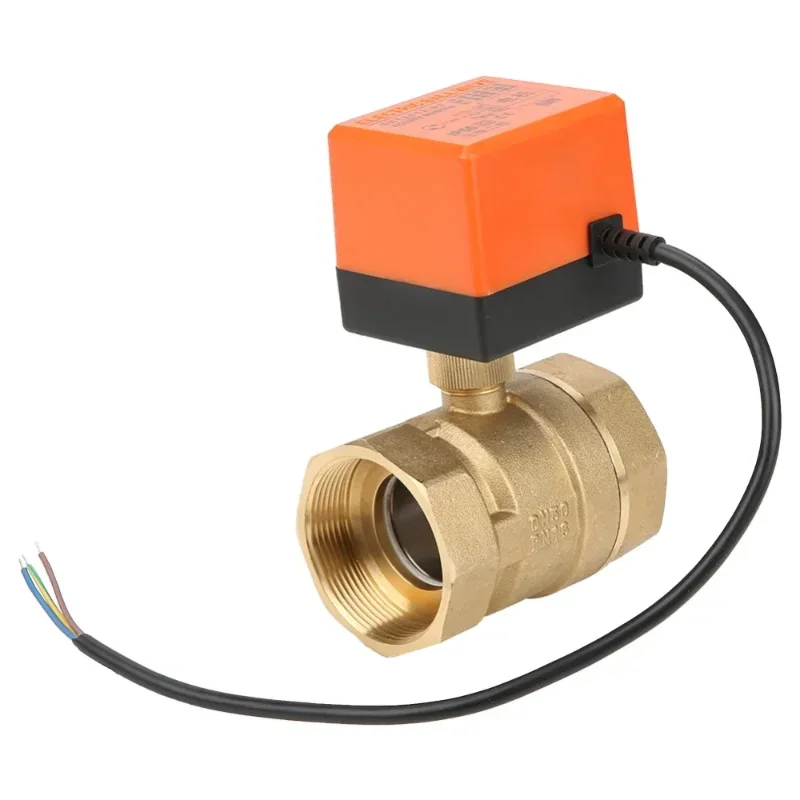 AC220V G2 DN50 2-Way 3-Wire 2-Point Control Brass Electrical Motorized Ball Valve