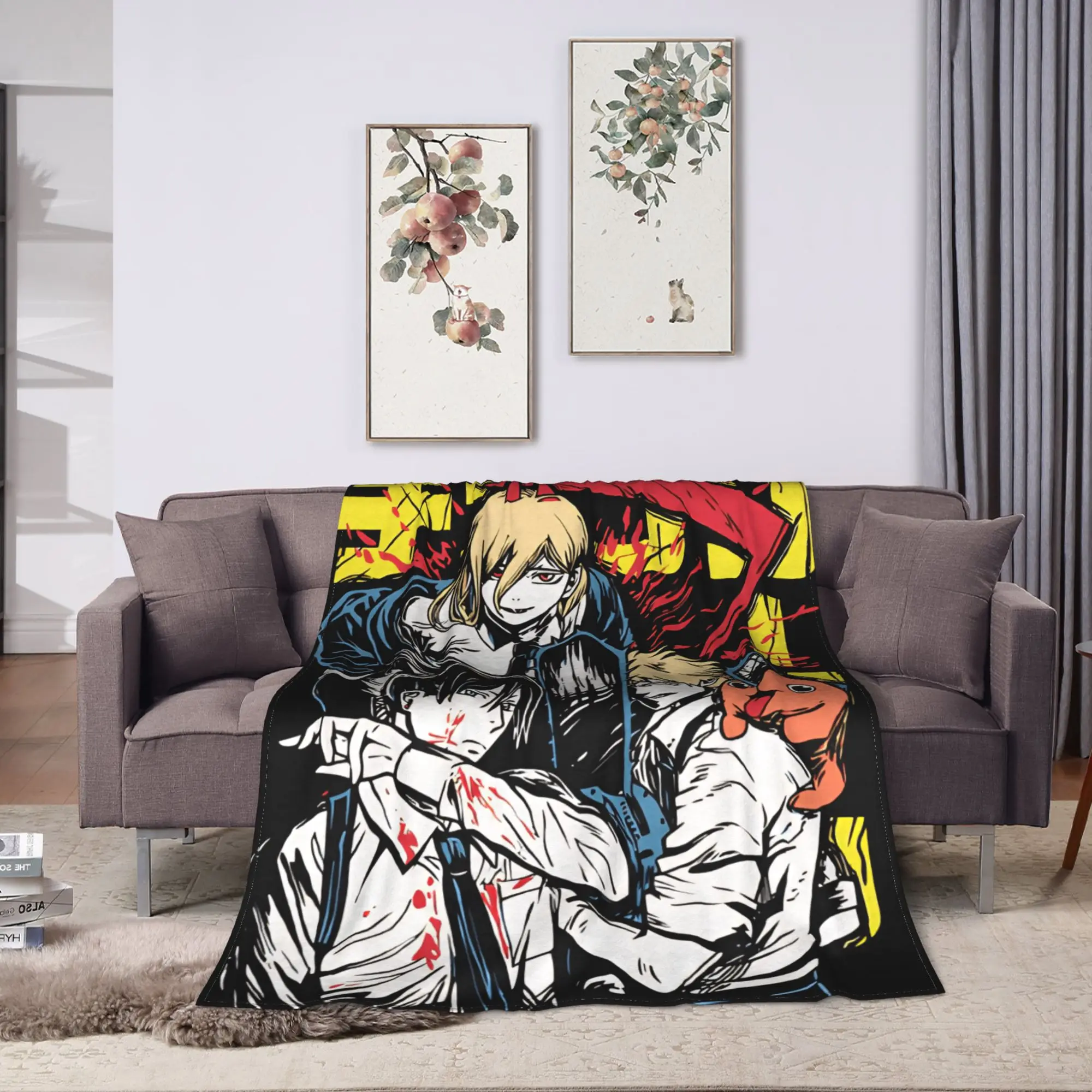 Denji Makima Aki Hayakawa Team Chainsaw Man Warm Blankets  Girls Boys Plush Throw Blanket Street Trend Outdoor Flannel Bedsprea