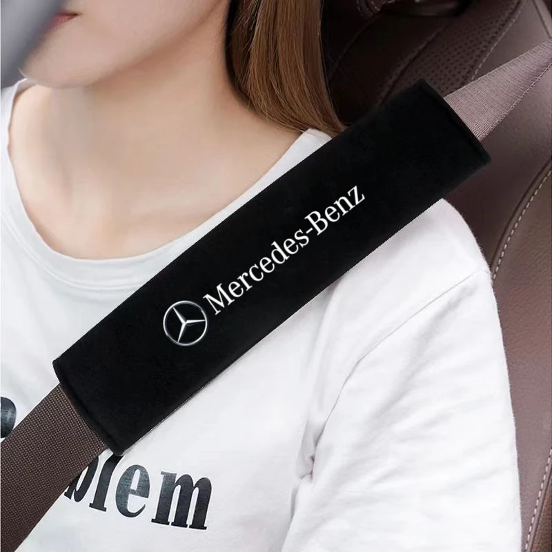 Car seat belt leather Shoulder Protector Safety Belt 2pcs For Mercedes Benz S320 W164 W203 W204 W168 C180 E320 A200 CLA CLK CLS