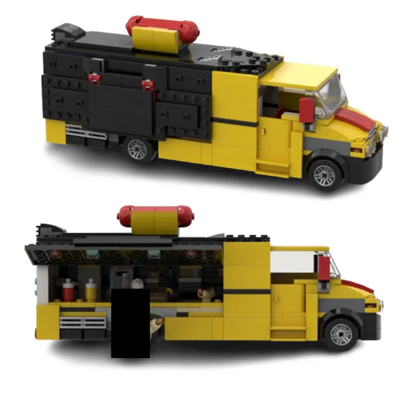 

Набор из 410 маленьких строительных блоков: игрушечный набор с грузовиком-фургоном для продажи хот-догов и грузовиком для доставки, подарочный набор.