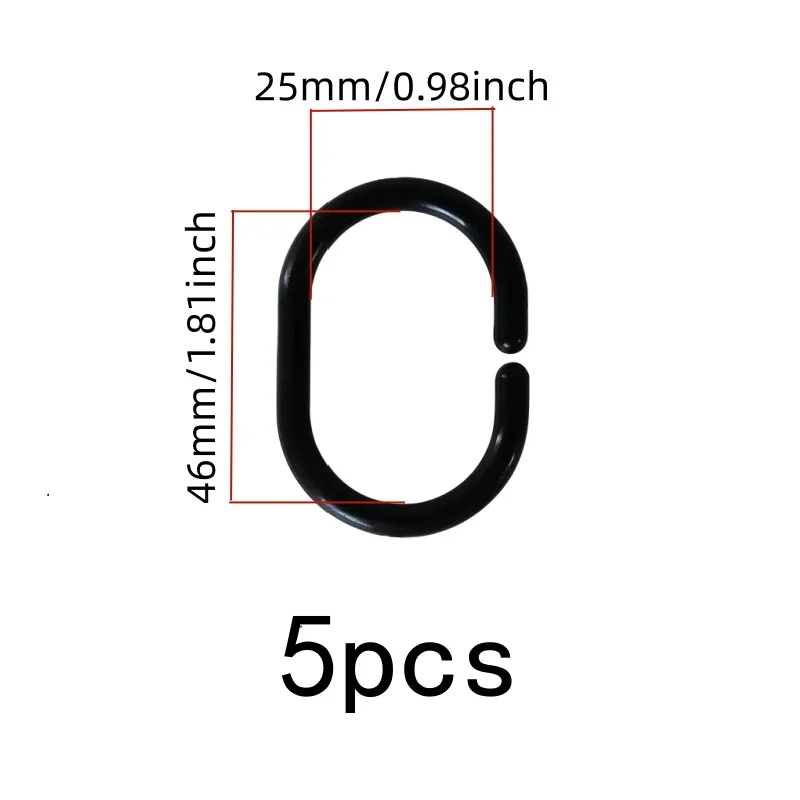 5 pcs Bathroom Drapery Rings for Home Toilet Partition, Durable Plastic Body, Smooth Glide No Stick, Multipurpose