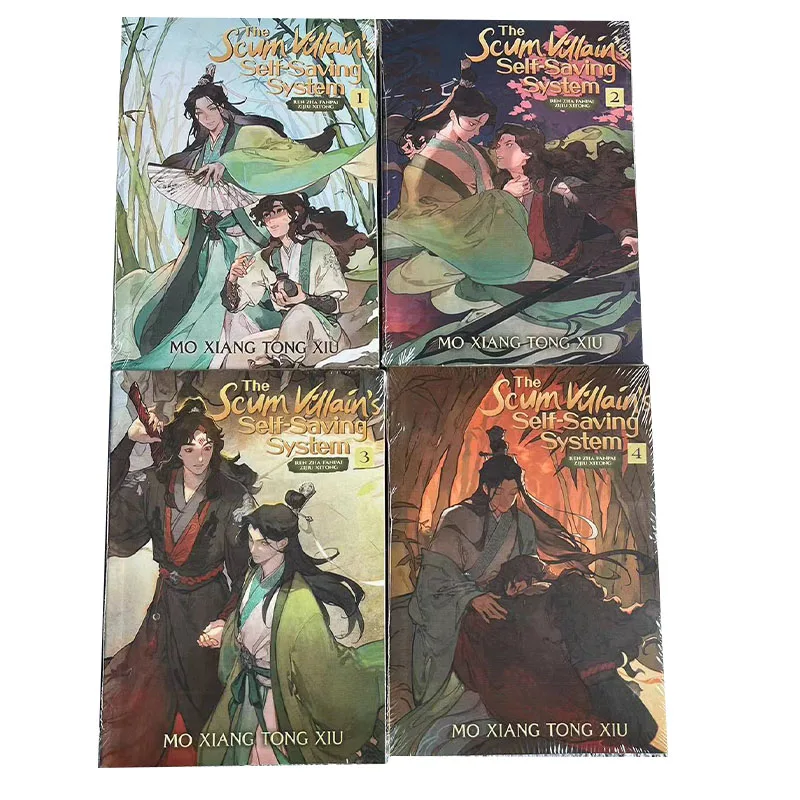 

4 Books/set English Version Scum Villain Self-Saving System Scum Villain 1-4 Author Moxiang Tongxiu Comic Novel Fantasy Books