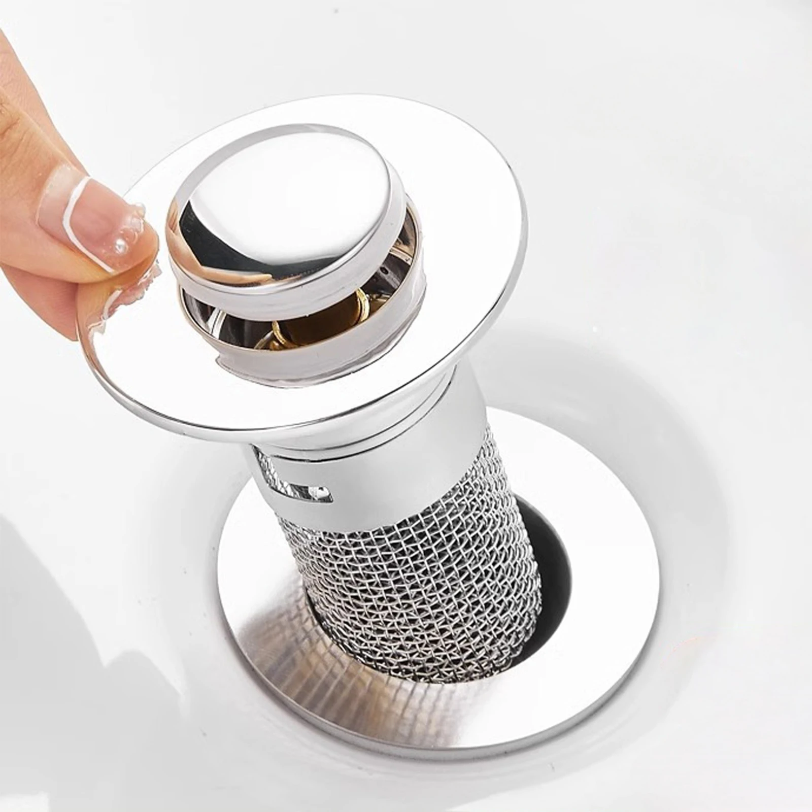 Bathtub Drain Stopper with Hair Catcher Basin Drain Filter Stainless Steel Sink Plug Hair Trap Fits Bathroom Laundry Sink Drains