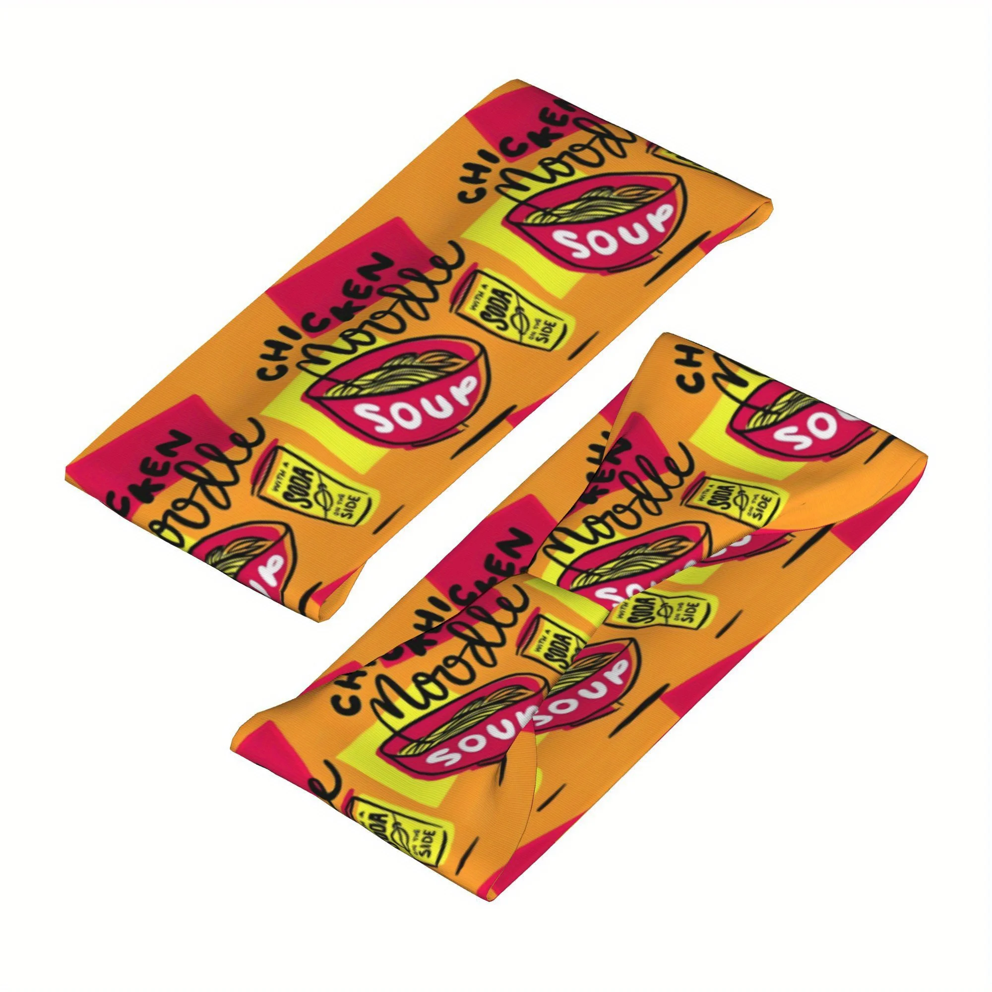 Vibrant Food Soup Sports Headband Fun Graphic Design with Cartoon Chicken Soda Durable Polyester Adjustable Fit for Outdoor