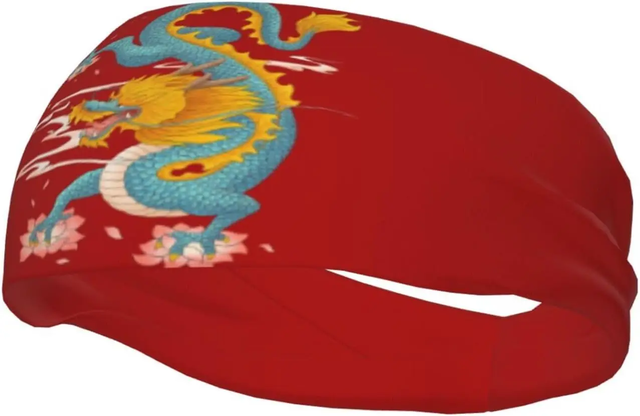 

Chinese Dragon Headbands Japanese Dragon Sweatband Fashion Summer Hair Bands for Tennis,Basketball,Running,Gym,Working Out