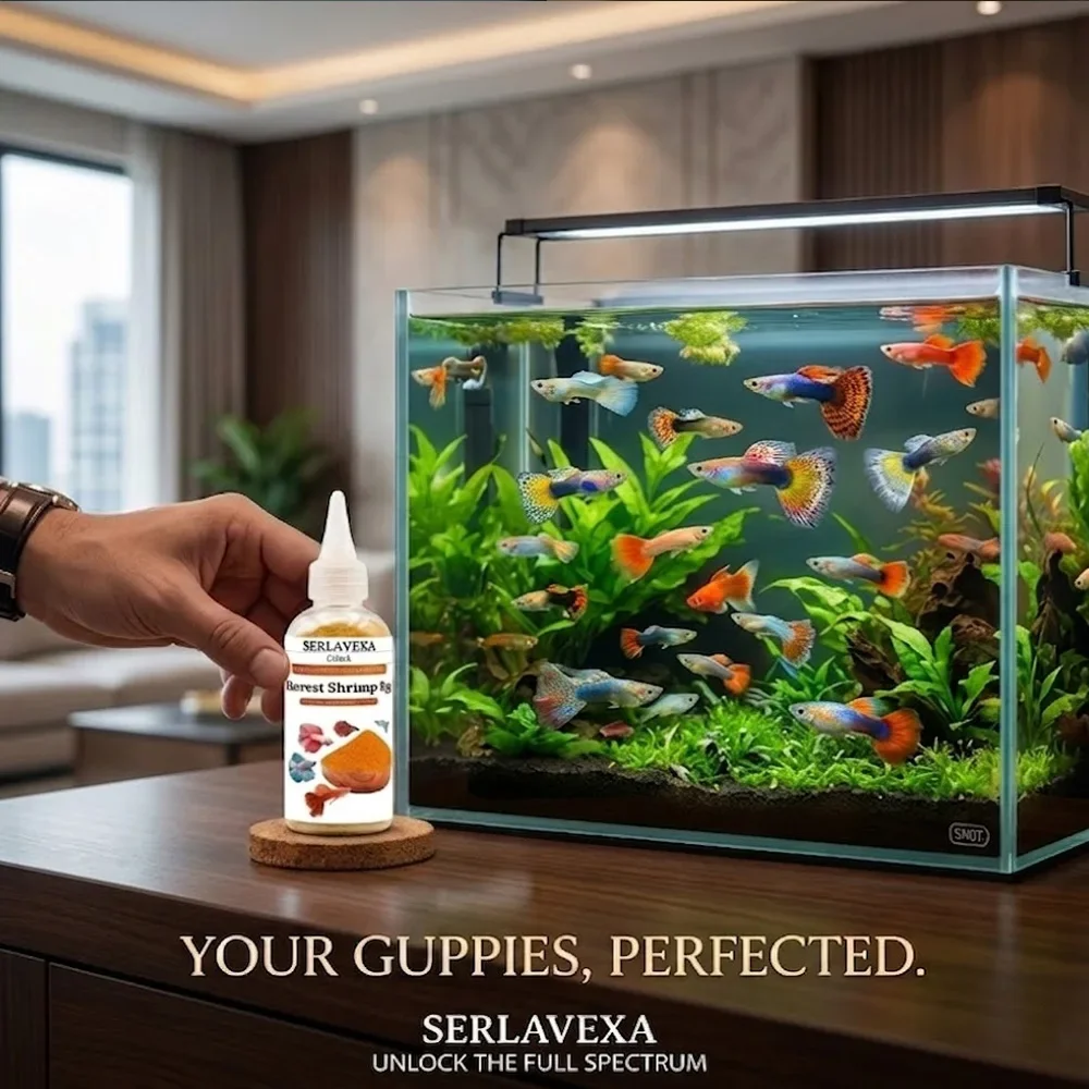 SERLAVEXA Mikron-Garnelen-Ei-Pulver Fischfutter, Kein Ausbrüten Nötig, Farbverstärkende Ernährung für Guppy-Betta-Jungfische mit Dosierwerkzeug – Detail 8