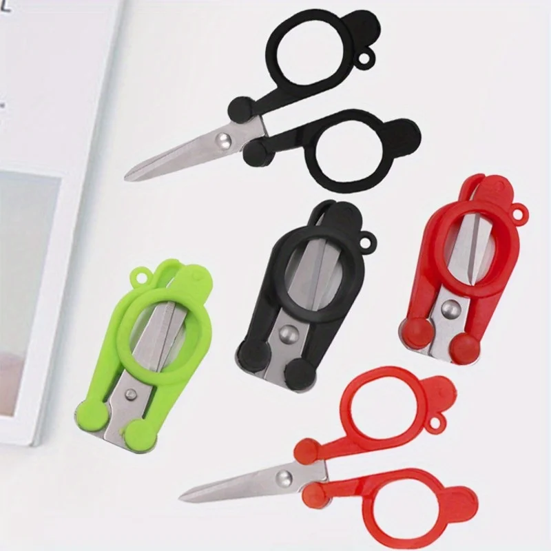 1 قطعة مقص قابل للطي مقص جيب صغير من الفولاذ المقاوم للصدأ للسفر، في الهواء الطلق، المنزل، المكتب (3 ألوان)