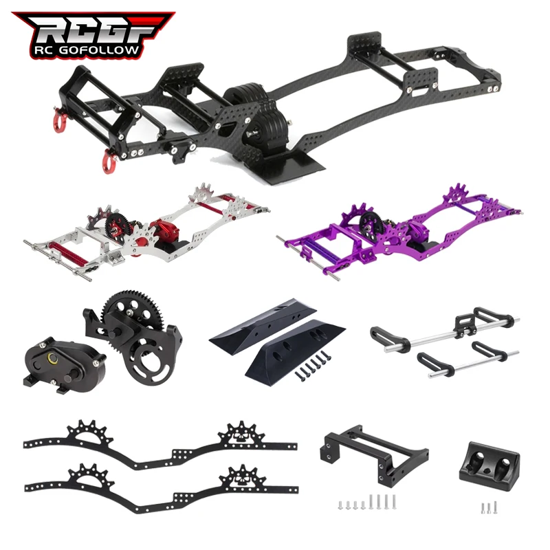 

RCGOFOLLOW LCG Chassis Rails Gearbox Set CMS Servo Panhard Mounts Bumper For 1/10 RC Crawler SCX10 Capra Axle Rigs Comp Builds