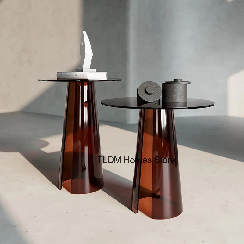 

Italian Acrylic Coffee Tables Nordic Transparent Side Table for Living Room Furniture Home Balcony Luxury Round Corner Table Set