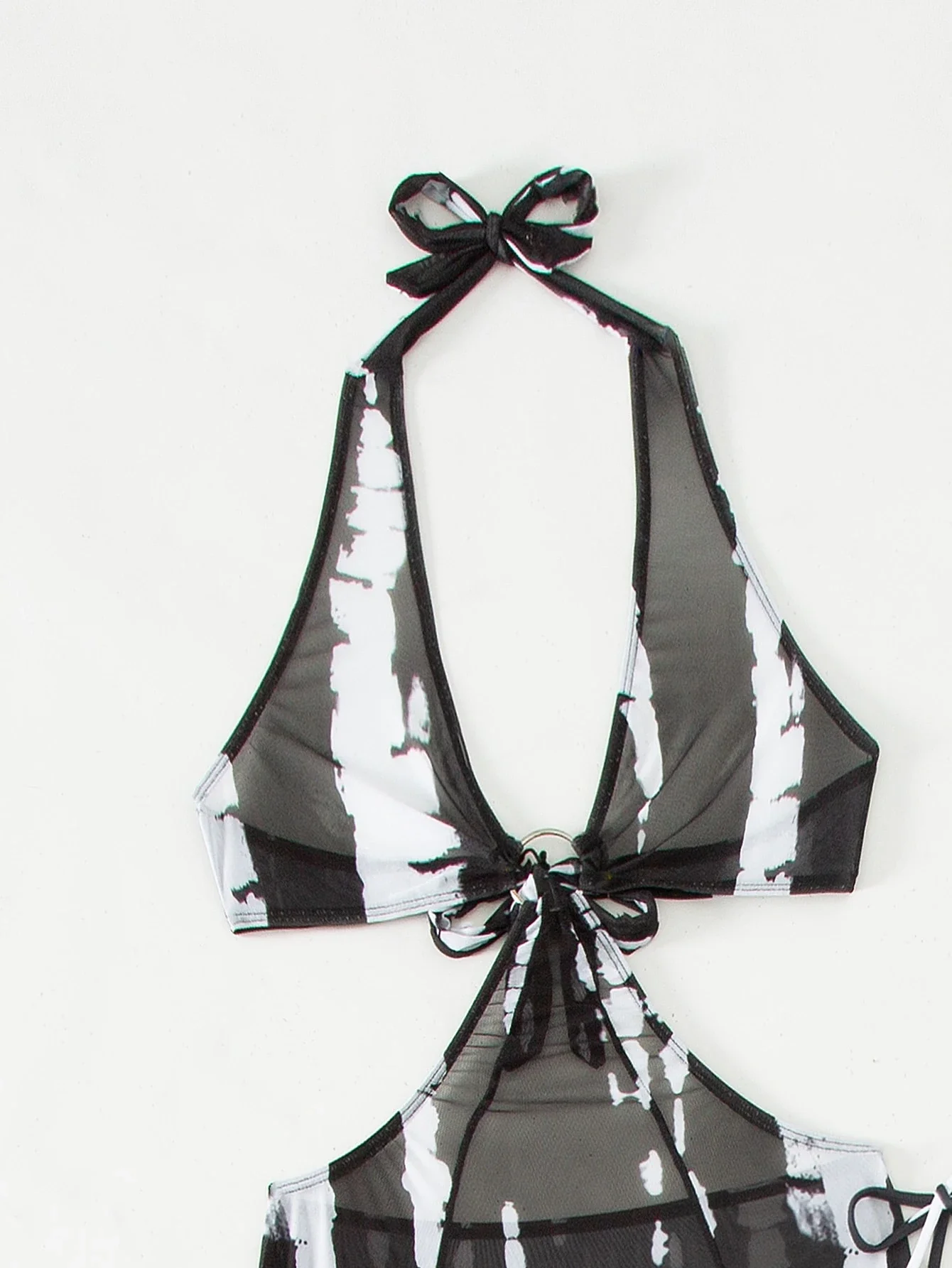 

Tie Dye Halter Bikini Set With Sheer Cover Up