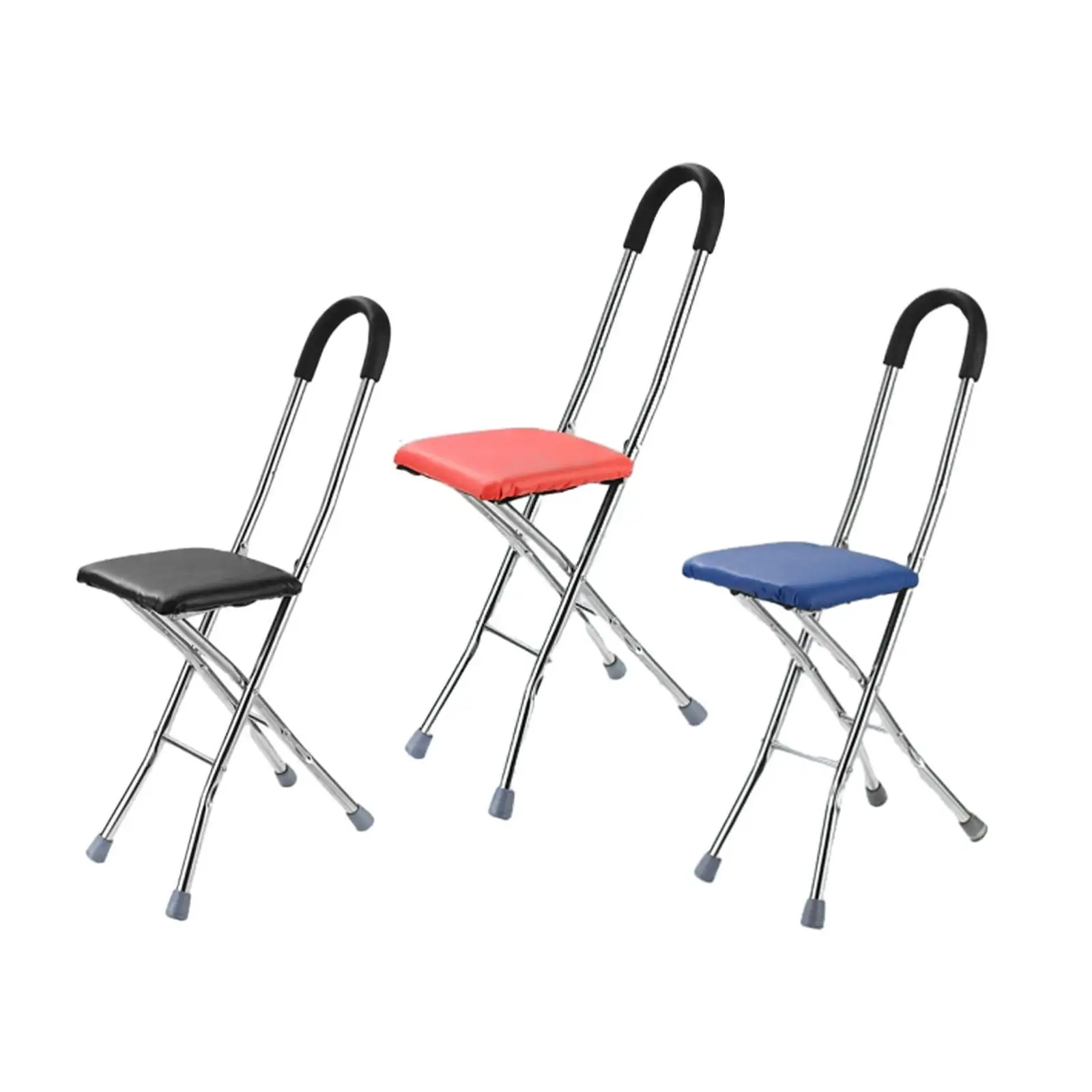 Folding Cane Seat Outdoor Rest Stool 4 Legs Lightweight Cane Chair Travel Cane Cane Stool for Men Seniors Elderly Hiking Grandpa